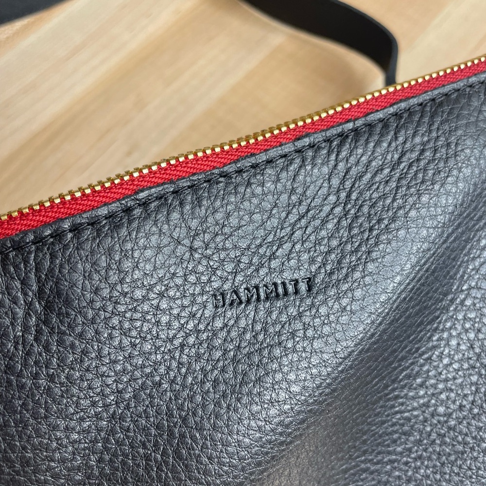 NWT Hammitt Nash Pochette Black w/Brushed Gold and Red Zip - Picture 5 of 16